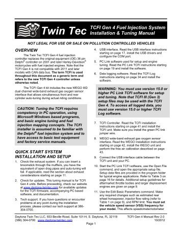 TCFI Gen 4 Installation & Tuning Manual - Daytona Twin Tec