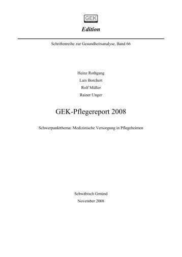 GEK-Pflegereport 2008 - Schwerpunktthema - LIGA Rheinland-Pfalz