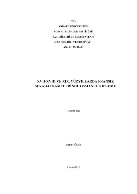 xvıı-xvııı ve xıx. yüzyıllarda fransız seyahatnamelerđnde osmanlı