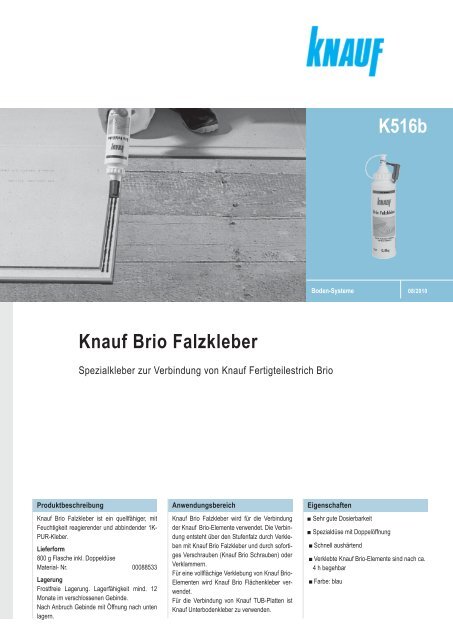 Knauf Brio Falzkleber K516b - Knauf Gips KG