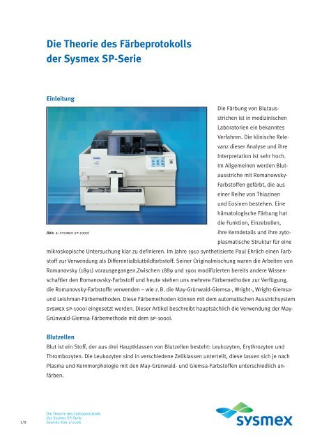 Die Theorie des Färbeprotokolls der  Sysmex SP-Serie
