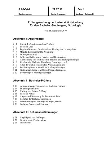 Anlage 3: Module des Bachelor-Studiengangs Soziologie