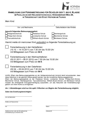 Antrag Schulbetreuung Heiligenstockschule - Stadt Hofheim am ...