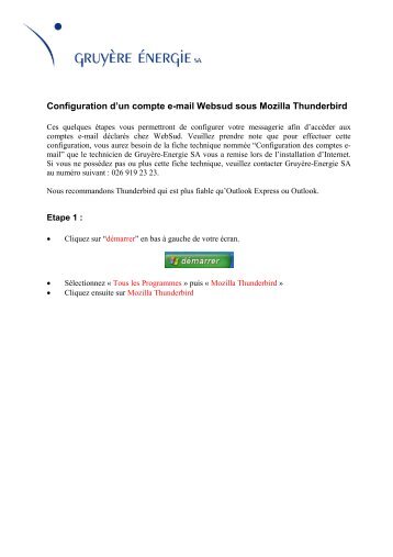 Configuration d'un compte e-mail Websud sous ... - Gruyère Energie