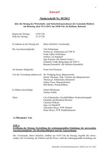 Protokoll vom 19.11.2012 - Gemeinde Holdorf