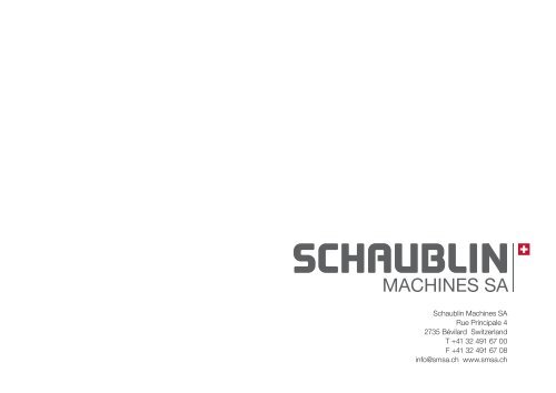 Table of contents - Schaublin Machines SA