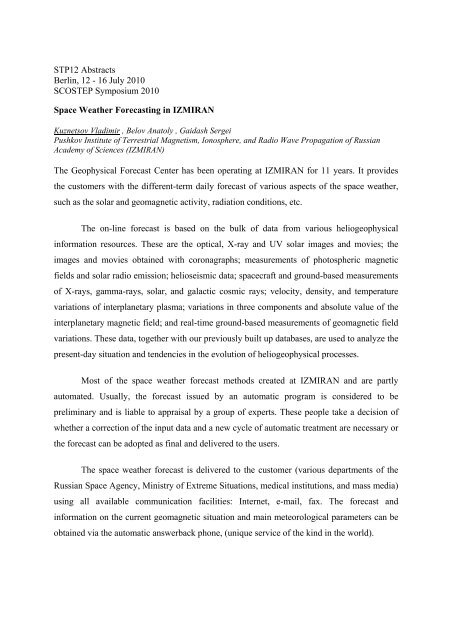 scostep 2010 (stp12) - Leibniz-Institut für Atmosphärenphysik an der ...