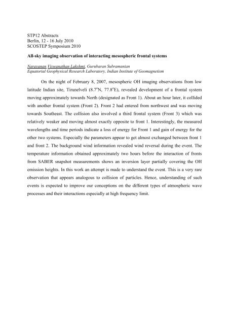 scostep 2010 (stp12) - Leibniz-Institut für Atmosphärenphysik an der ...