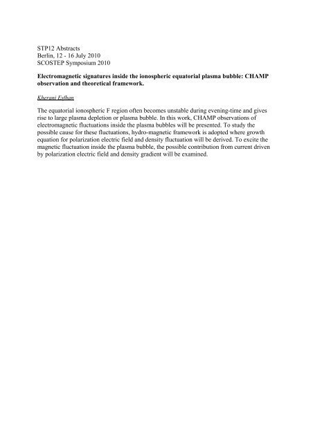 scostep 2010 (stp12) - Leibniz-Institut für Atmosphärenphysik an der ...
