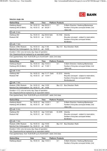 DB BAHN - TravelService - Your timetable