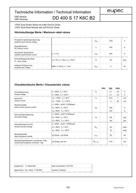 eupec data sheet - Infineon