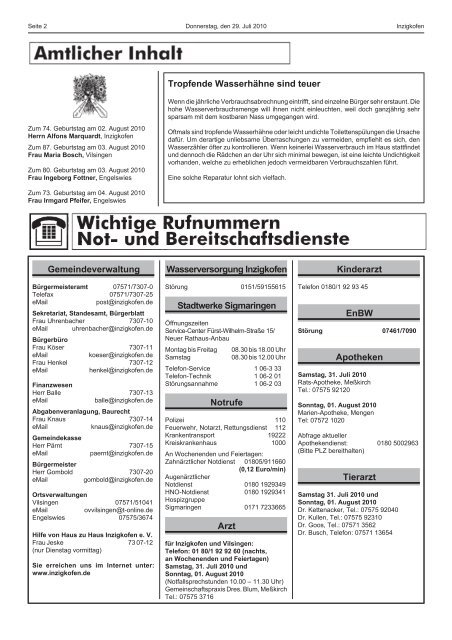 Bürgerblatt 30/2010 - Inzigkofen