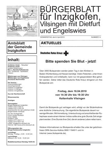 Bürgerblatt 14/2010 - Inzigkofen