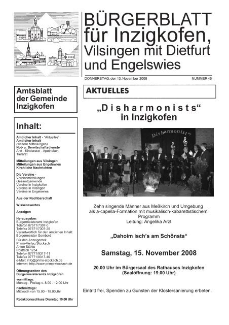 Samstag, 15. November 2008 - Inzigkofen