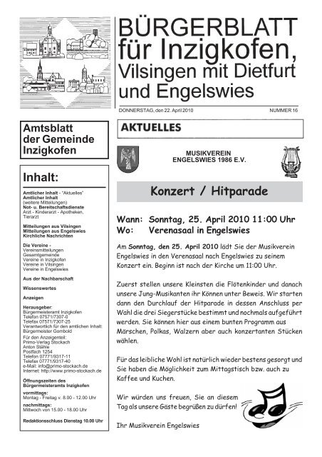 Bürgerblatt 16/2010 - Inzigkofen