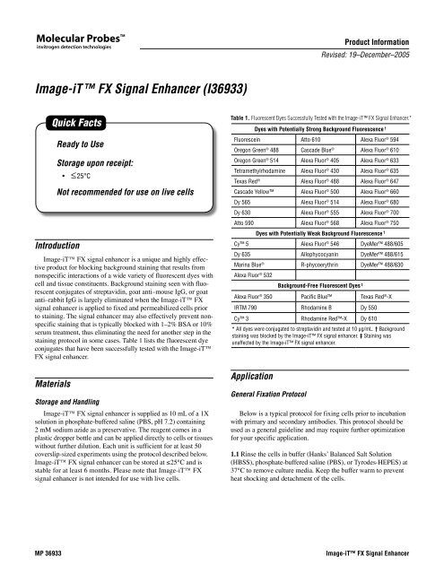 Image-iT ™ FX Signal Enhancer (I36933) - Invitrogen