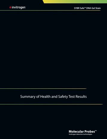 Summary of Health and Safety Test Results - Invitrogen