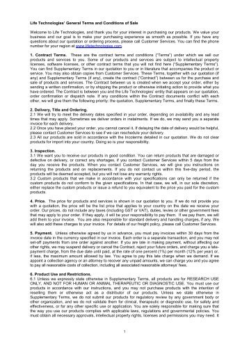 Life Technologies' General Terms and Conditions of ... - Invitrogen