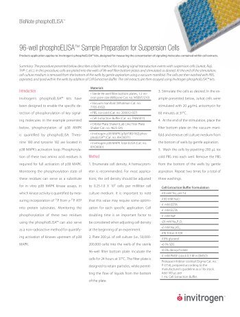 96-well phosphoELISA™ Sample Preparation for ... - Invitrogen