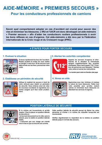 AIDE-MÉMOIRE « PREMIERS SECOURS » - IRU