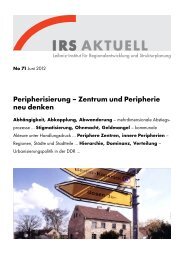 IRS Aktuell 71 - Institut  für Regionalentwicklung und  Strukturplanung