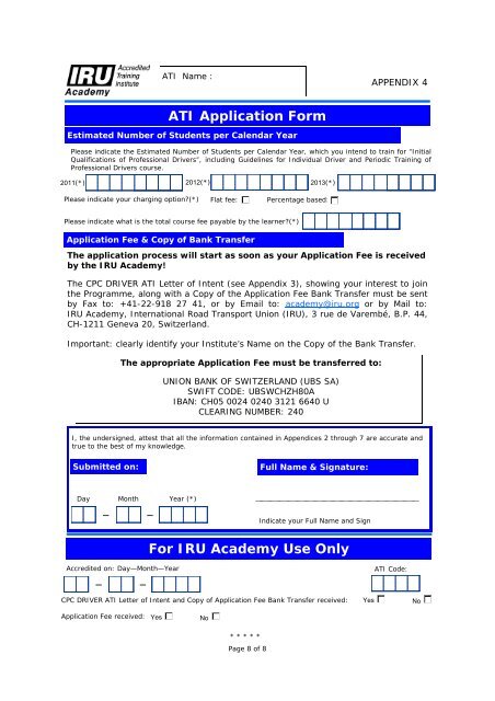ATI Application Form - IRU
