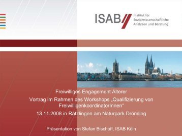 Freiwilliges Engagement Älterer", Stefan Bischoff, ISAB-Institut