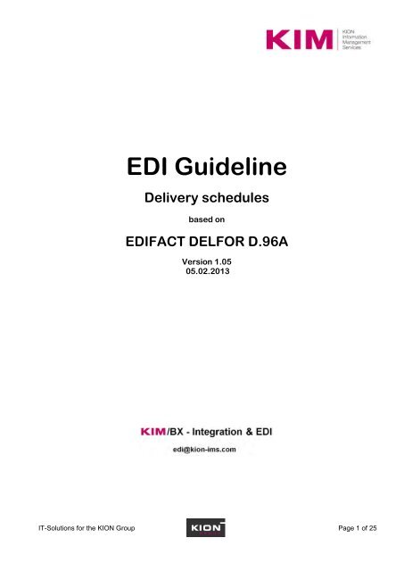 LMH - KION EDI Guideline - Linde Material Handling