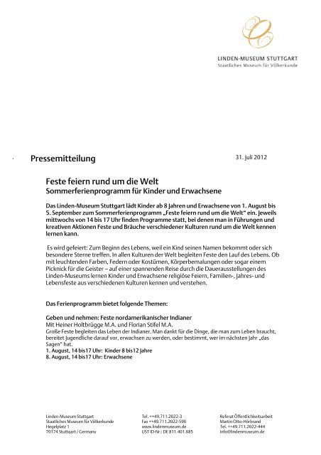 Pressemitteilung als pdf-Dokument - Linden-Museum Stuttgart