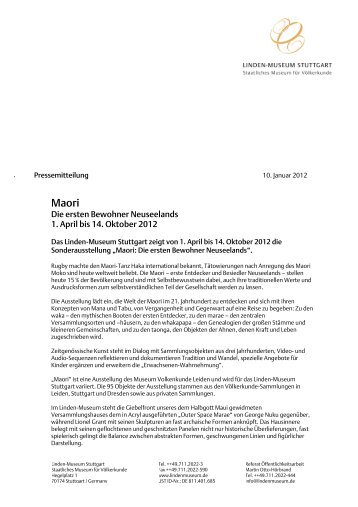 Pressemitteilung als pdf-Datei - Linden-Museum Stuttgart