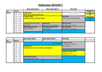 Hallenplan 2010/2011 - Lindern