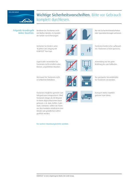 Sicherheitshinweise ICEBITZZZ® Fun Cup (PDF 750 KB) - Linde Gas