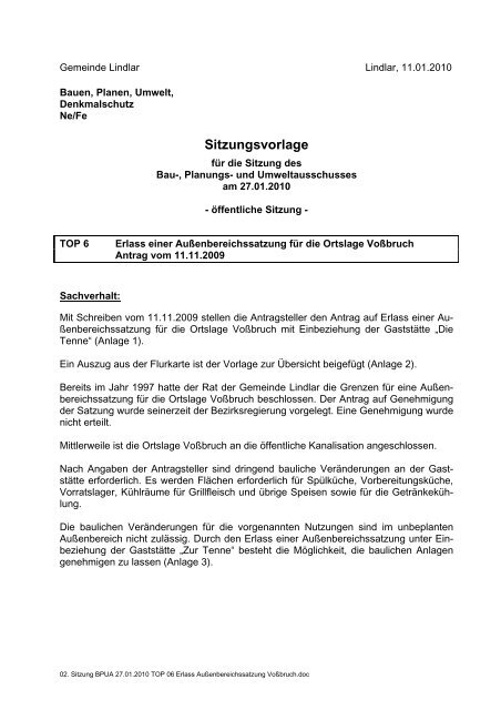 Sitzungsvorlage - Gemeinde Lindlar