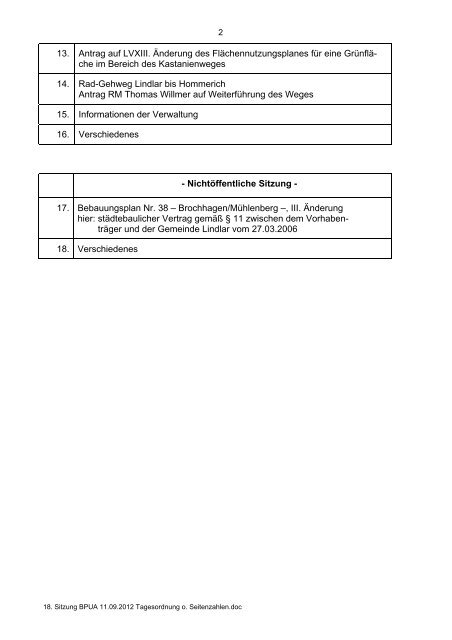 und Umweltausschuss - Gemeinde Lindlar