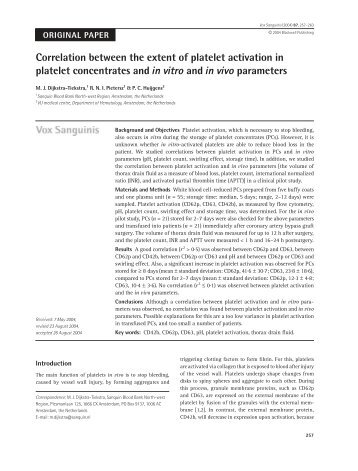 Correlation between the extent of platelet activation in ... - Contatti