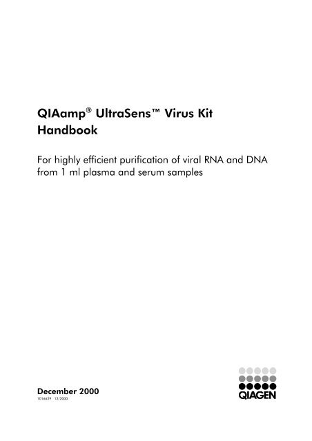 QIAamp UltraSens Virus Kit Handbook 12/00 (PDF