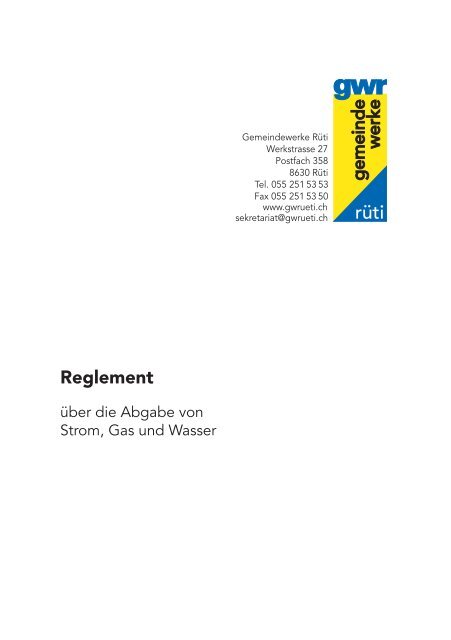 Reglement - Gemeindewerke Rüti