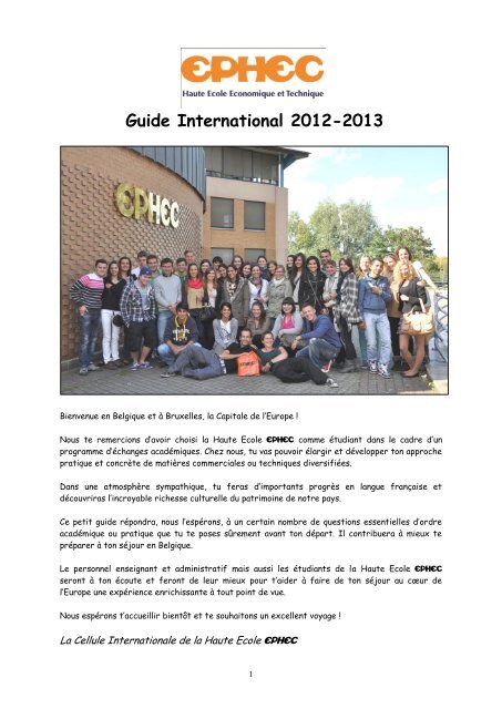 Guide International 2012-2013 - Ephec