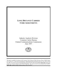 Long Distance Carrier Code Assignments - FCC