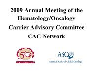 2009 Hematology/Oncology Carrier Advisory Committee (CAC)