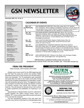 GSN Newsletter - the Geological Society of Nevada