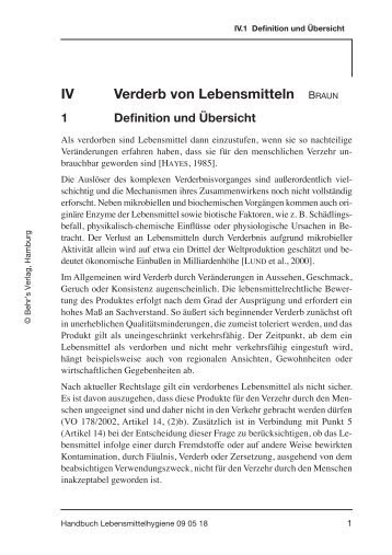 Verderb von Lebensmitteln - HACCP