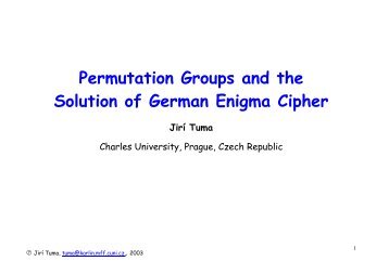 Permutation Groups and the - Frode Weierud's CryptoCellar - Cern