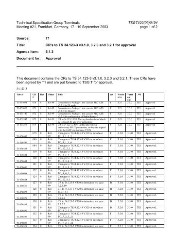 Technical Specification Group Terminals TSGT#20(03)0194 ... - 3GPP
