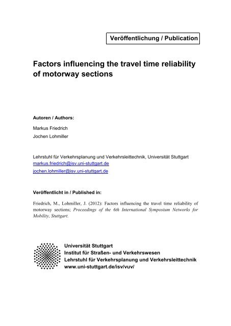 Factors influencing the travel time reliability of motorway sections
