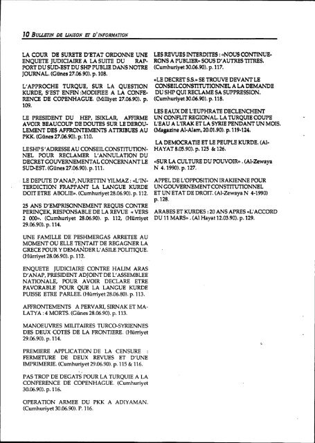 Bulletin de liaison et d'information - Institut kurde de Paris