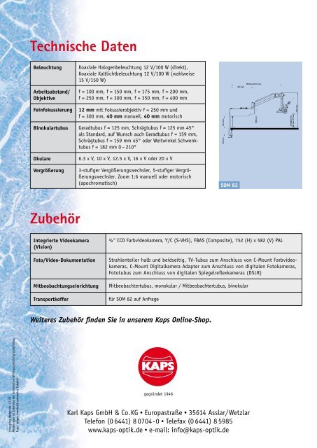 Auflicht Stereo-Mikroskope SOM82/SLM1/SLM2 - Kaps Optik GmbH