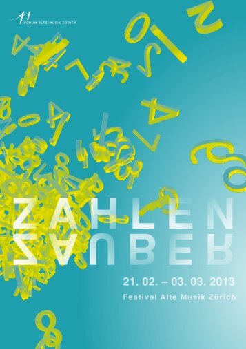 Festivalprogramm Zahlenzauber - Forum Alte Musik Zürich