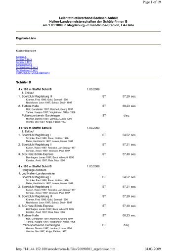 Ergebnisse findet Ihr hier - 1. Leichtathletik Club Dessau e.V. (LAC)