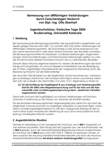 Vortrag Karlsruher Tage 2004 - Ingenieurbüro Blaß & Eberhart